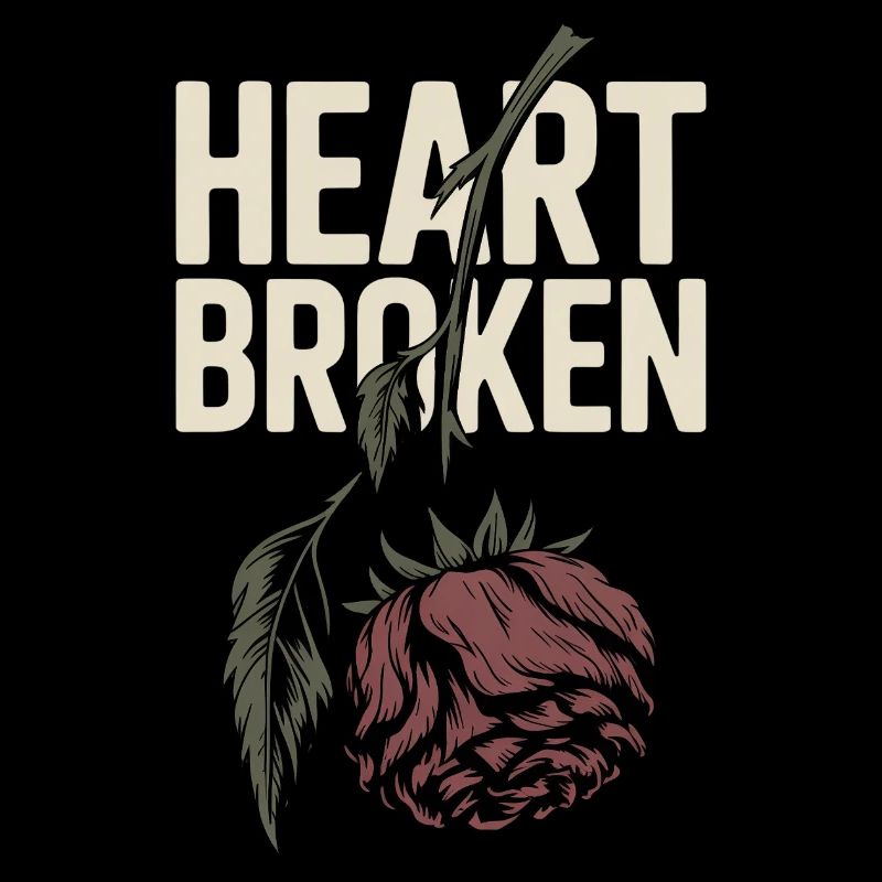 Broken Heart with Withered Rose
