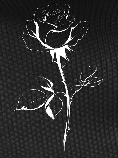 White Rose Line Art Silhouette