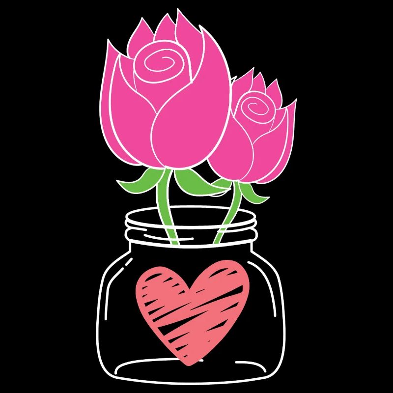 Hugging Roses in Mason Jar Print
