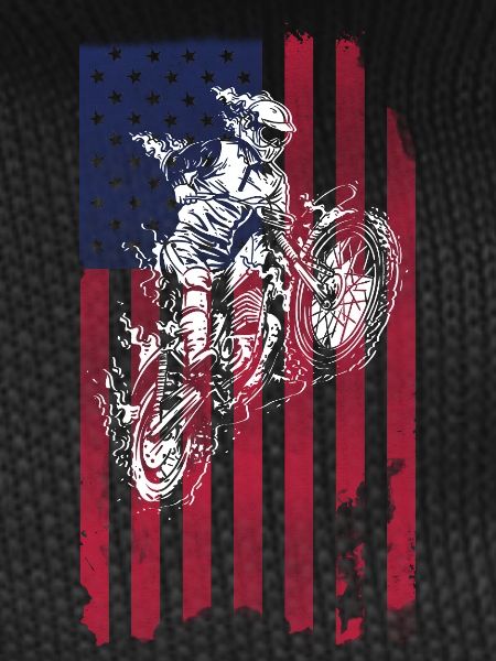 Dirt Biking USA Flag 