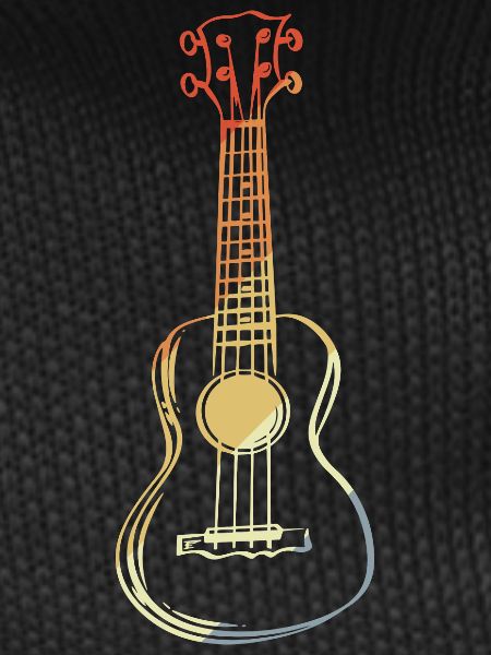 Ukulele Sketch Retro Style