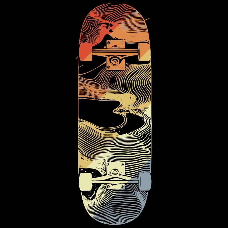 Retro Skateboard Drawing