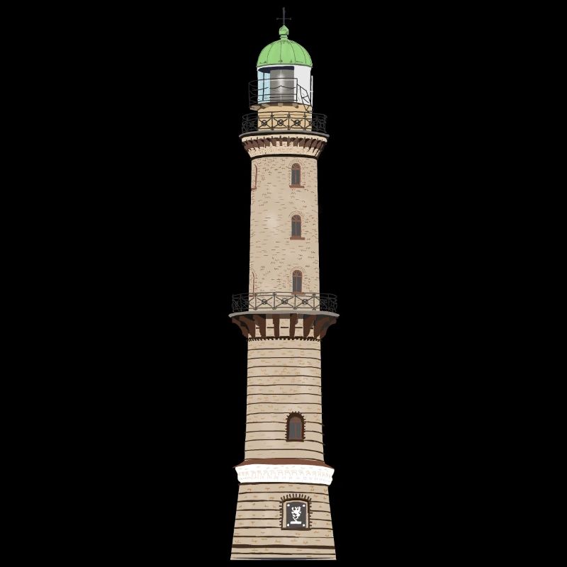 Lighthouse Warnemünde without text, Baltic Sea