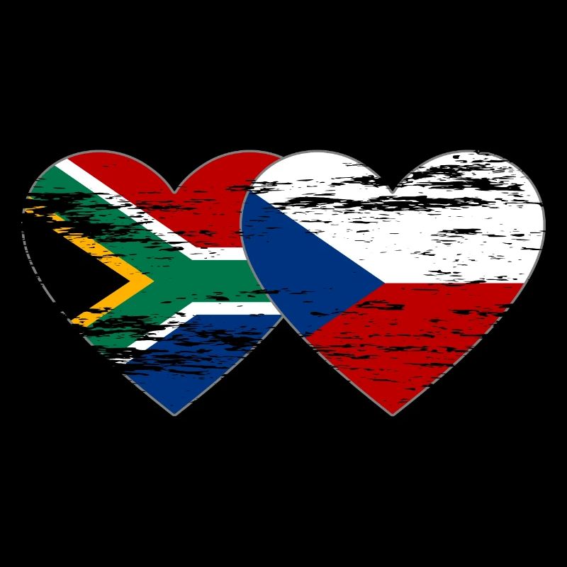 Afrique du Sud République Tchèque Drapeau Coeur Utilisé