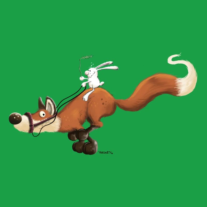 Rabbit riding a fox