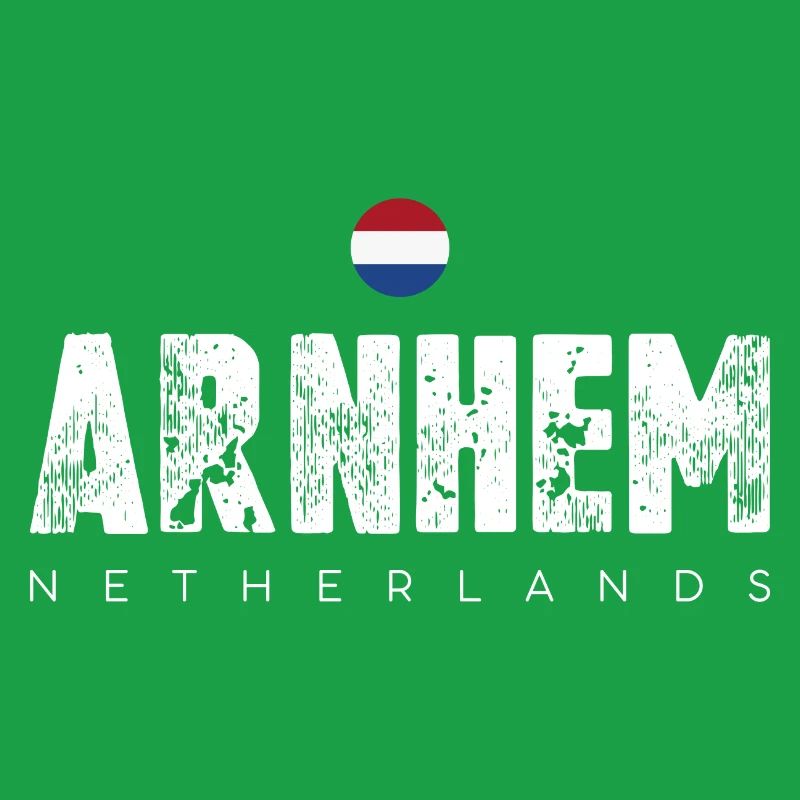 Arnhem Netherlands Distressed Text Logo