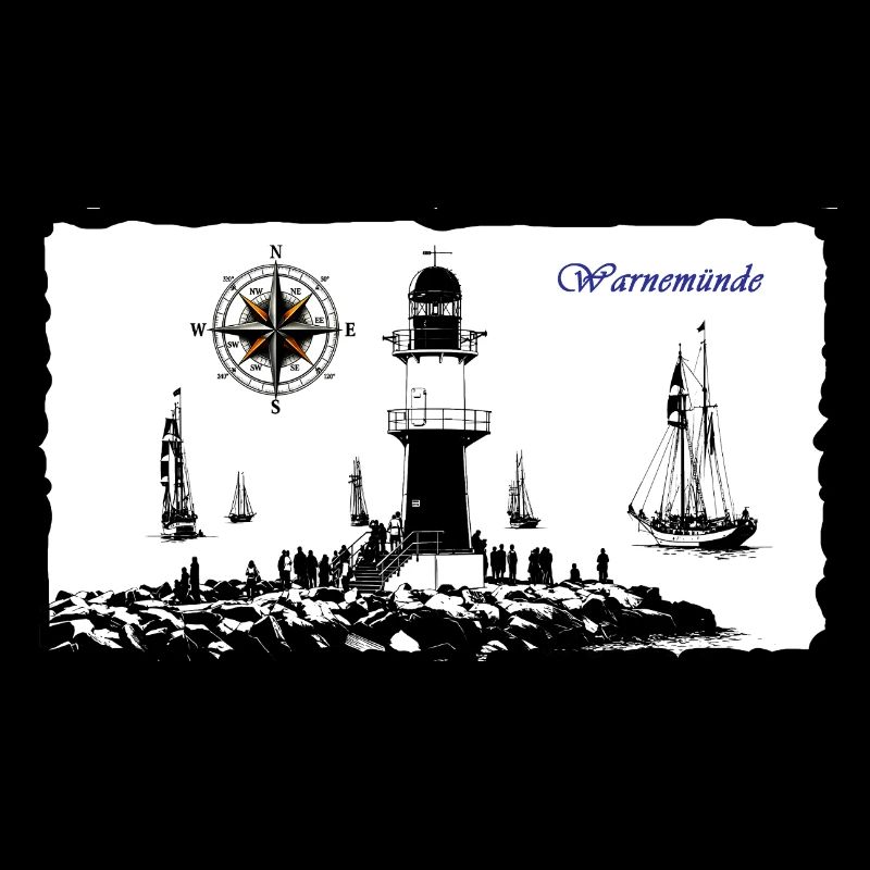 Warnemünde Leuchtturm Kompass Edition
