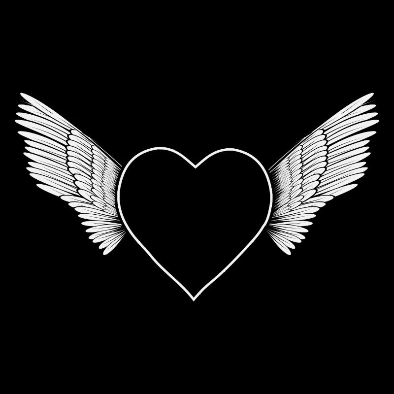 Heart with wings- white-
