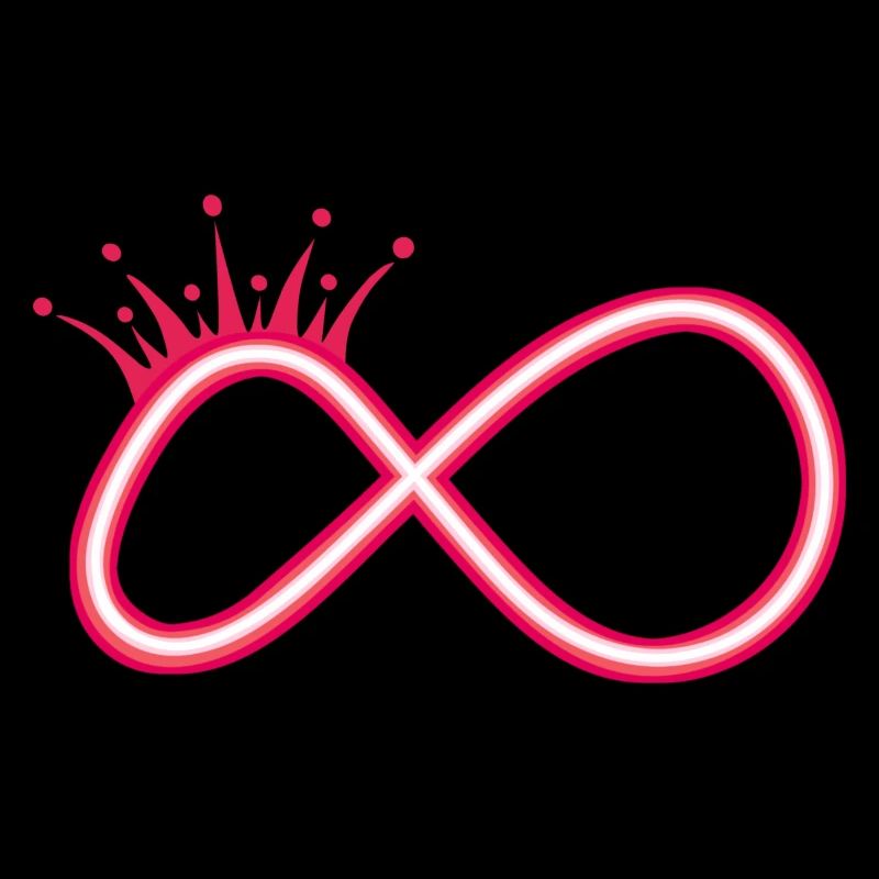 Symbole de l’infini rouge fluo avec couronne
