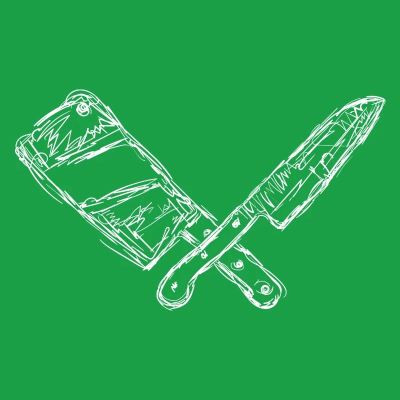 Messer und Hackbeil Skizze