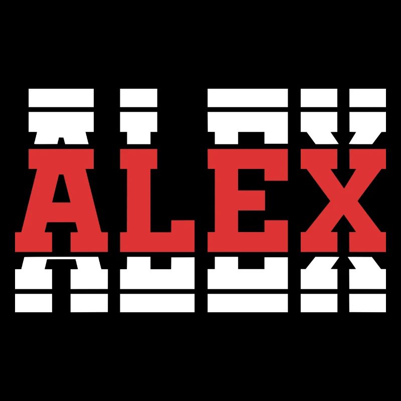 Alex T-Shirt mit gestapeltem Text Geschenk T-Shirt schwarz
