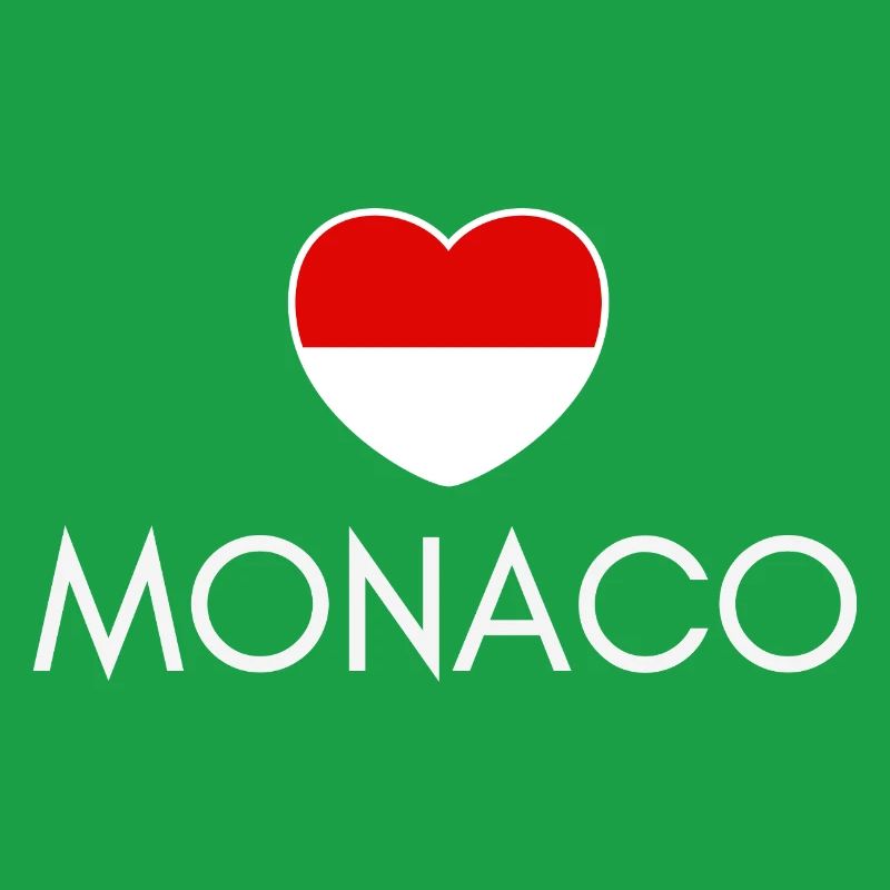 Cœur avec le drapeau de Monaco, j’adore Monaco
