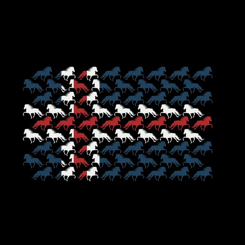 Tricolor horses in a repeating pattern