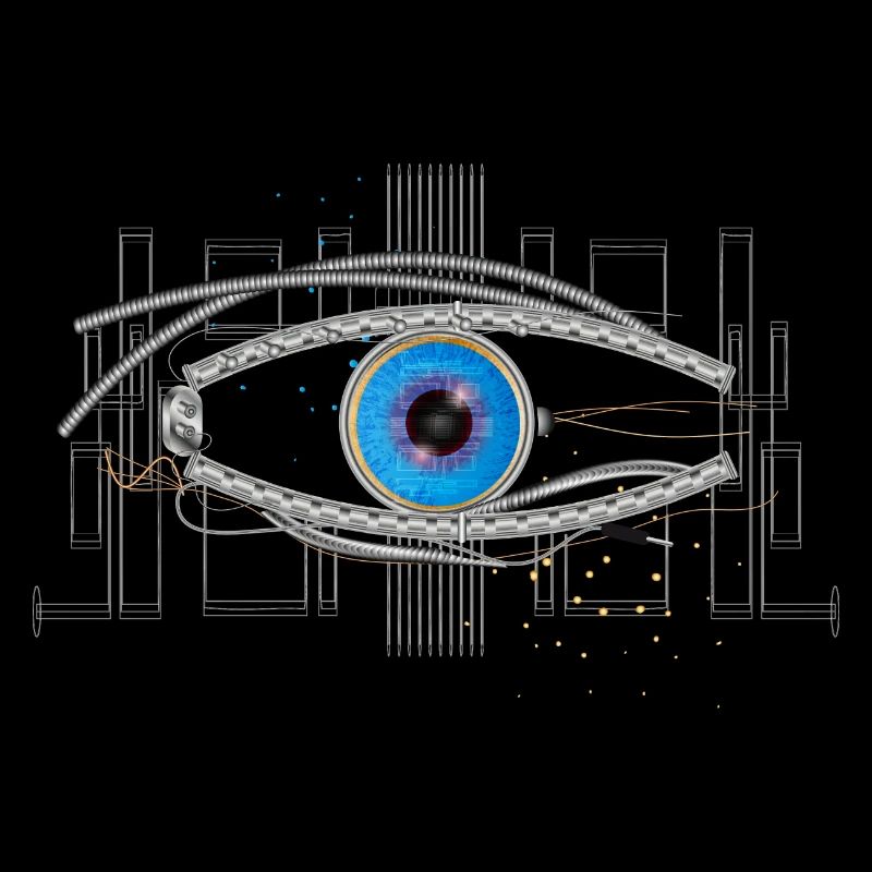 cooles blaues Cyborg oder Roboter Auge