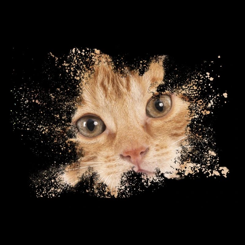 Chat orange avec éclaboussure d’aquarelle