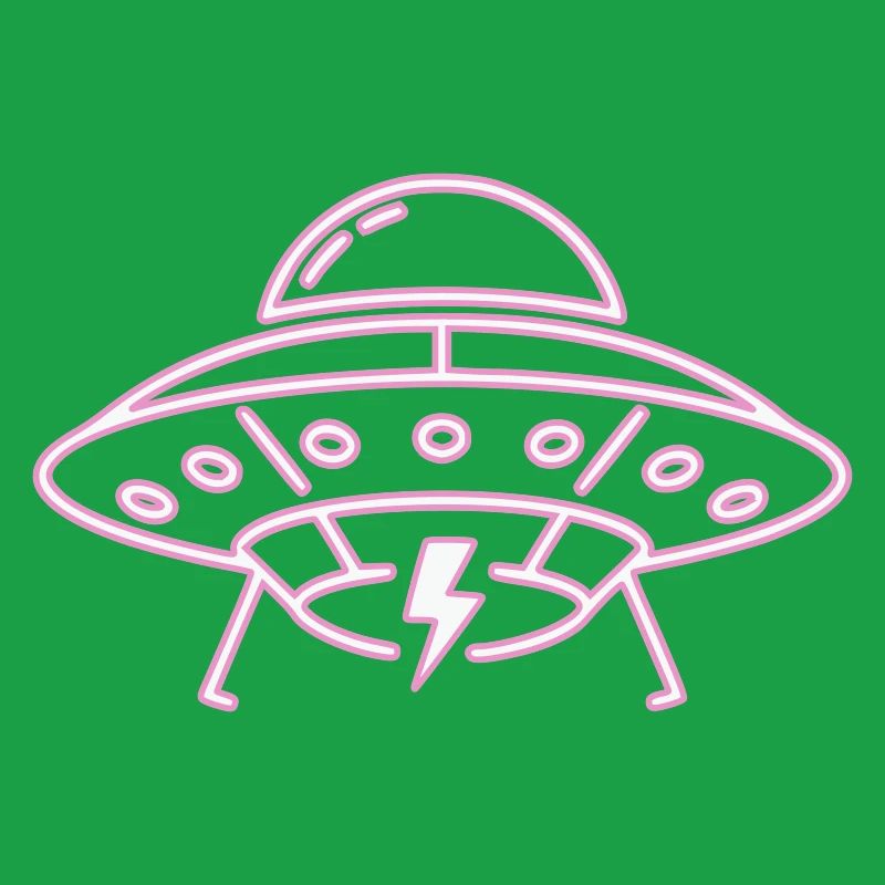 UFO Neon Pink Lightning Party Techno Vector