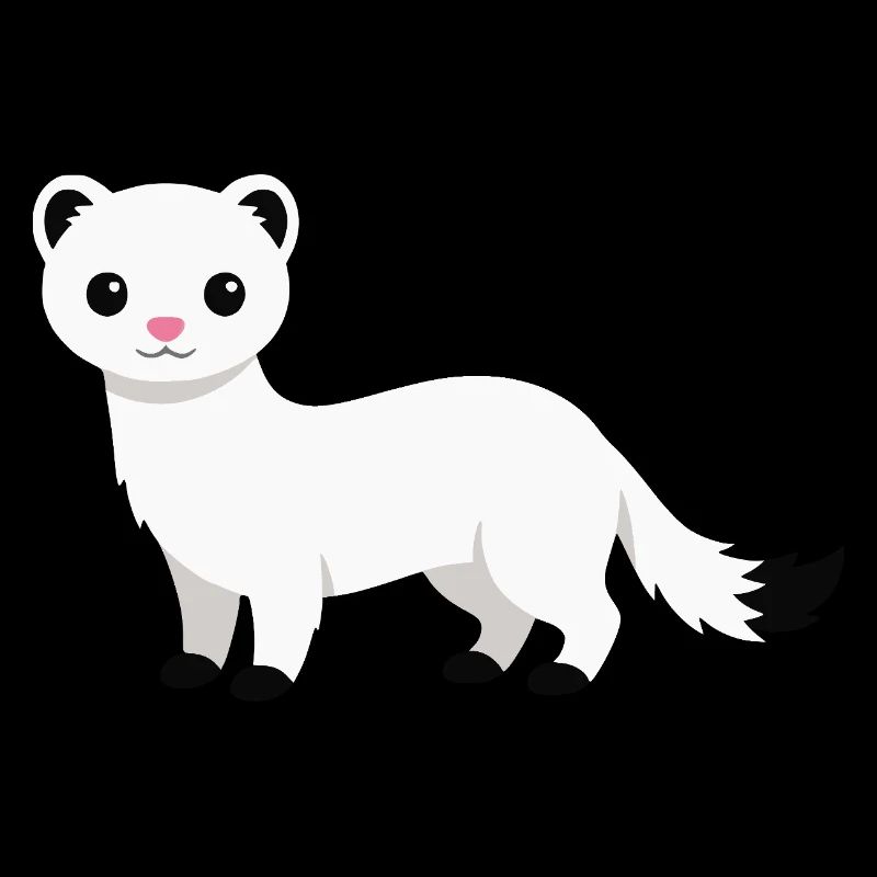 Cute curious ermine minimalist style