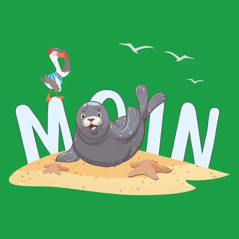 Moin Robbe Möwe Strand