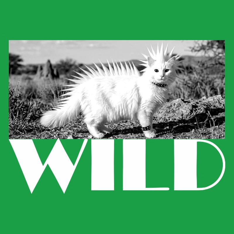 Wild punky cat with spiked mane wild