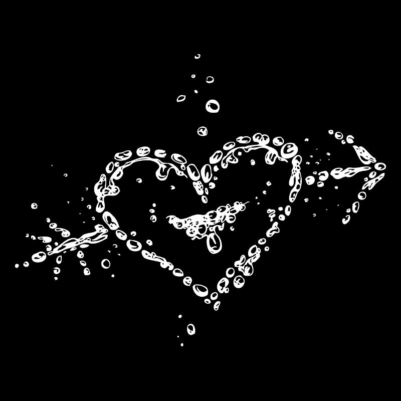 coeur avec une flèche de gouttes d'eau