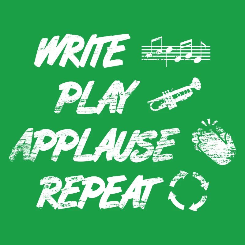 writing, playing, applause, repeating