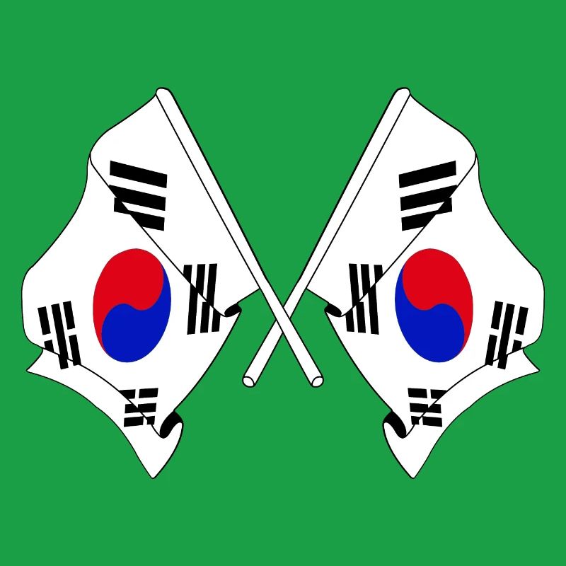 Deux drapeaux croisés de la Corée du Sud