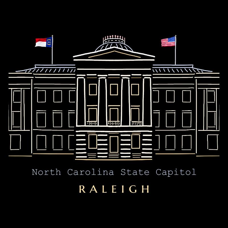 Raleigh, dessin du Capitole de la Caroline du Nord, États-Unis