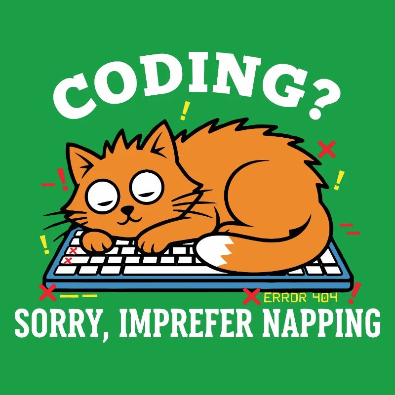 Coding? Sorry, I prefer to sleep Funny Cat