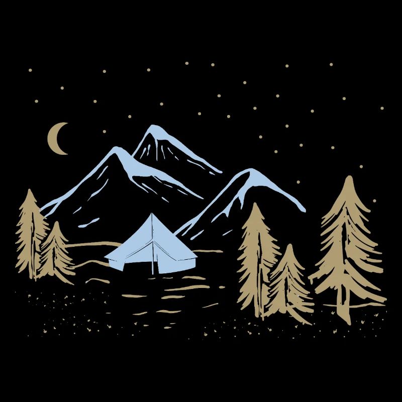 Night Mountain Camping Scene