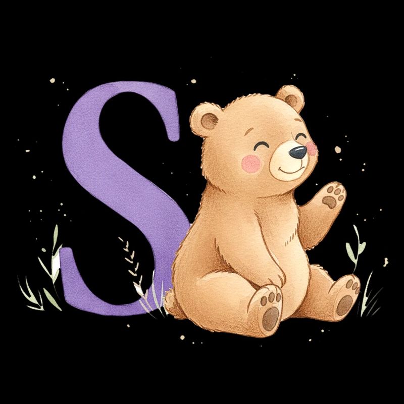 Image de l’alphabet de l’ours S avec un ours en peluche