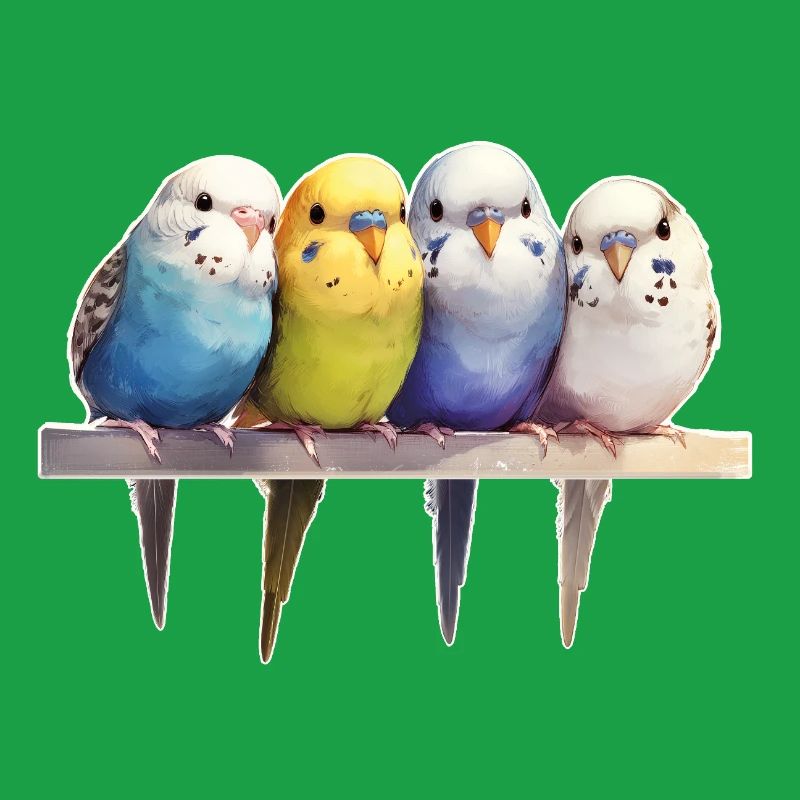 Groupe de perruches ondulées