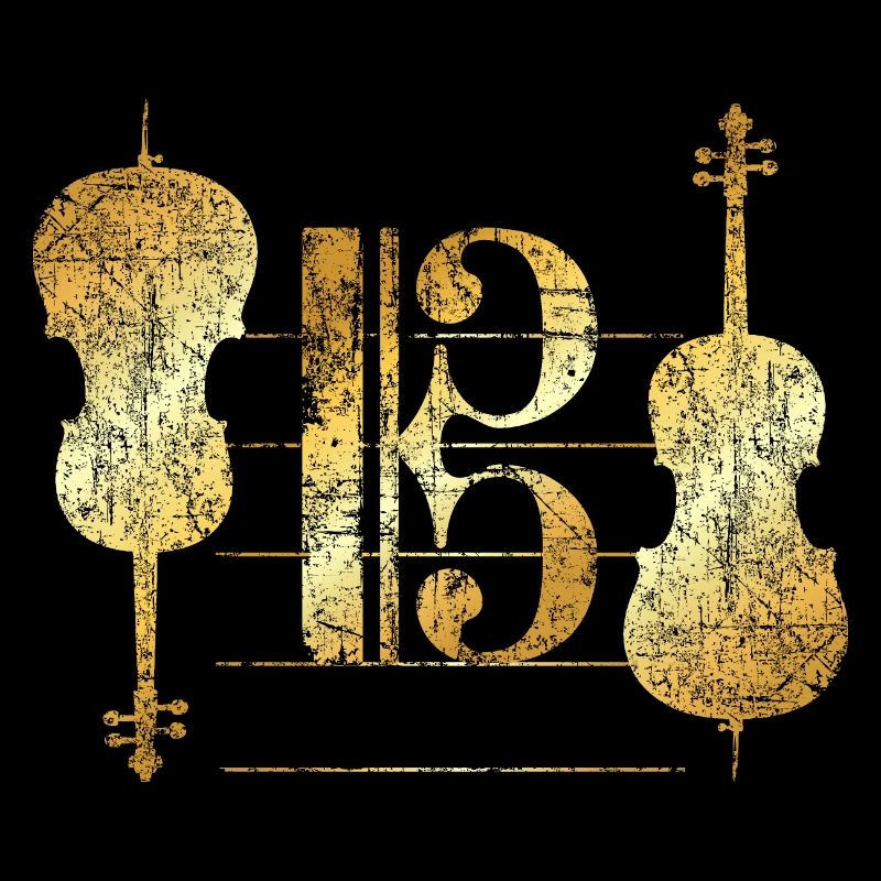 Tenor Clef & Cello (Violoncelle violoncelliste jaune d'or)