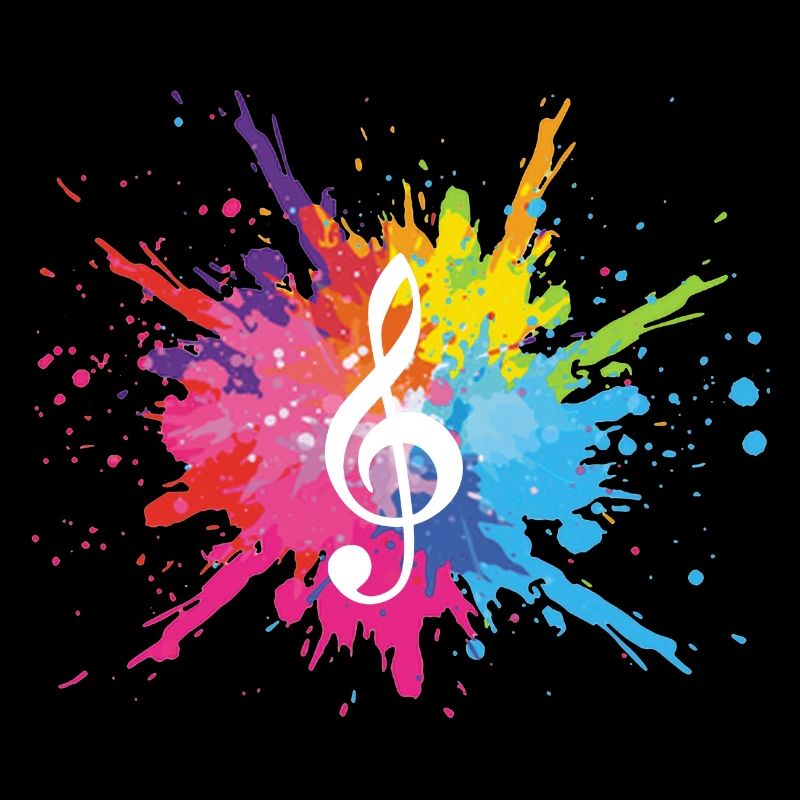 Music and multicolored explosion (white)