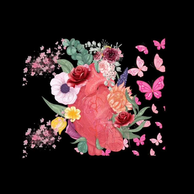 Cœur fleurs et papillons