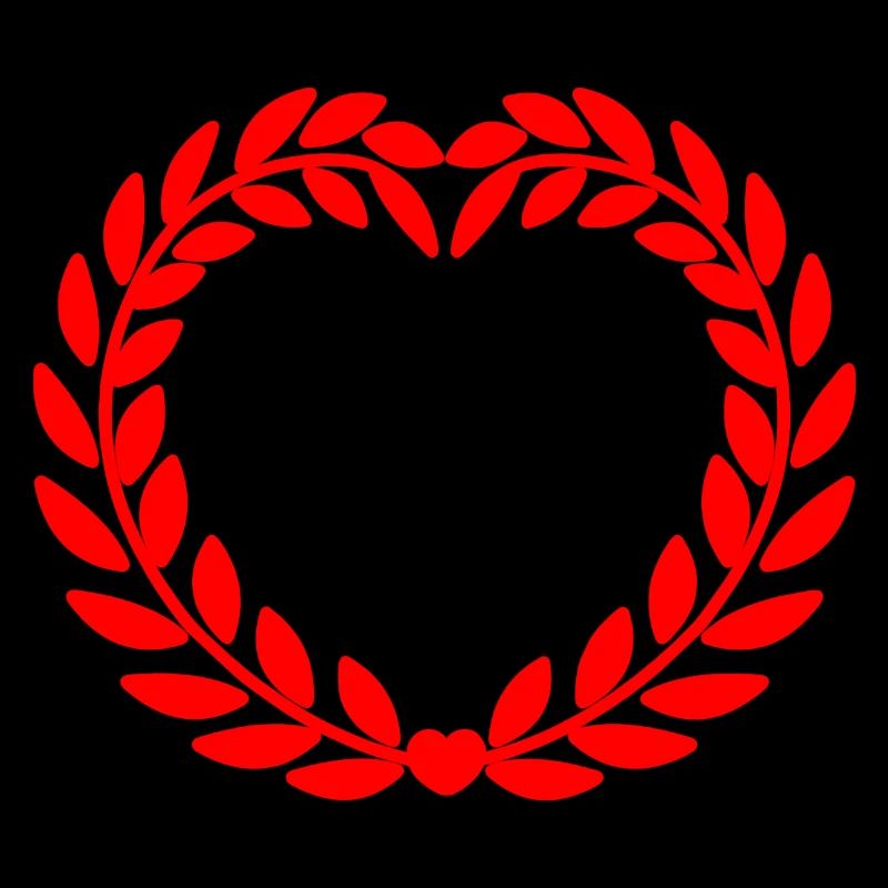 Laurel wreath in heart shape red