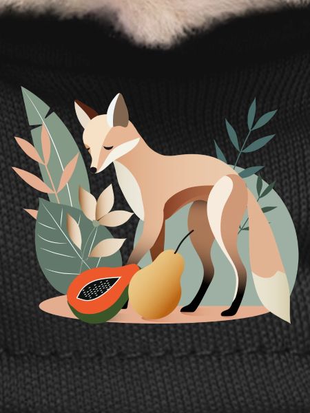 Elegant fox with tropical fruits