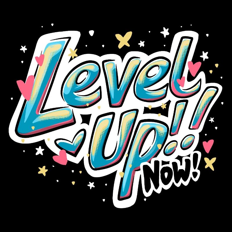 Lebendiges, inspirierendes "Level up now!" Zitat-Design
