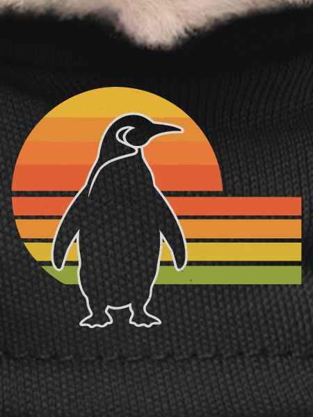 Penguin silhouette sunset design