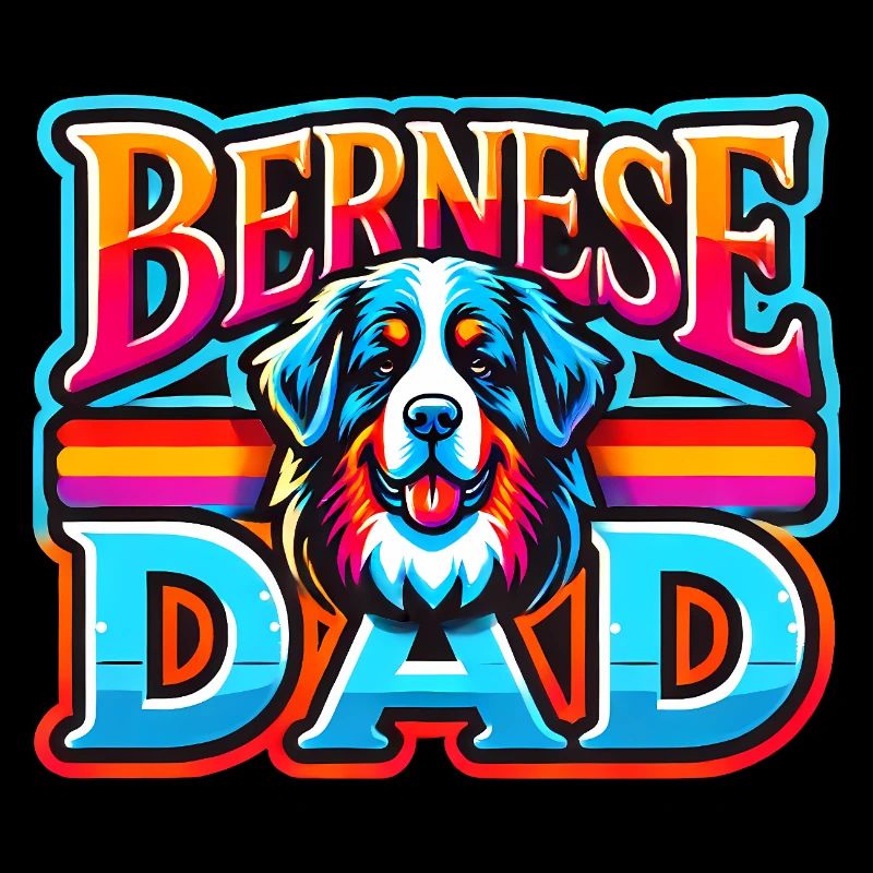 Berner Papa Regenbogen Retro, Hund Vater