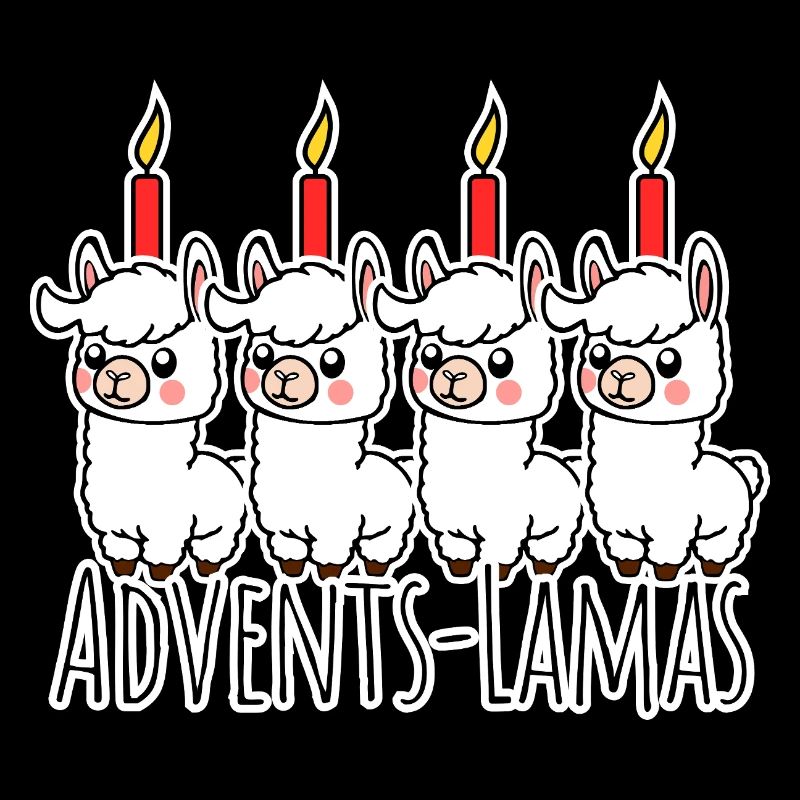 Die 4 niedliche Advents Lamas - eine Kerze brennt!