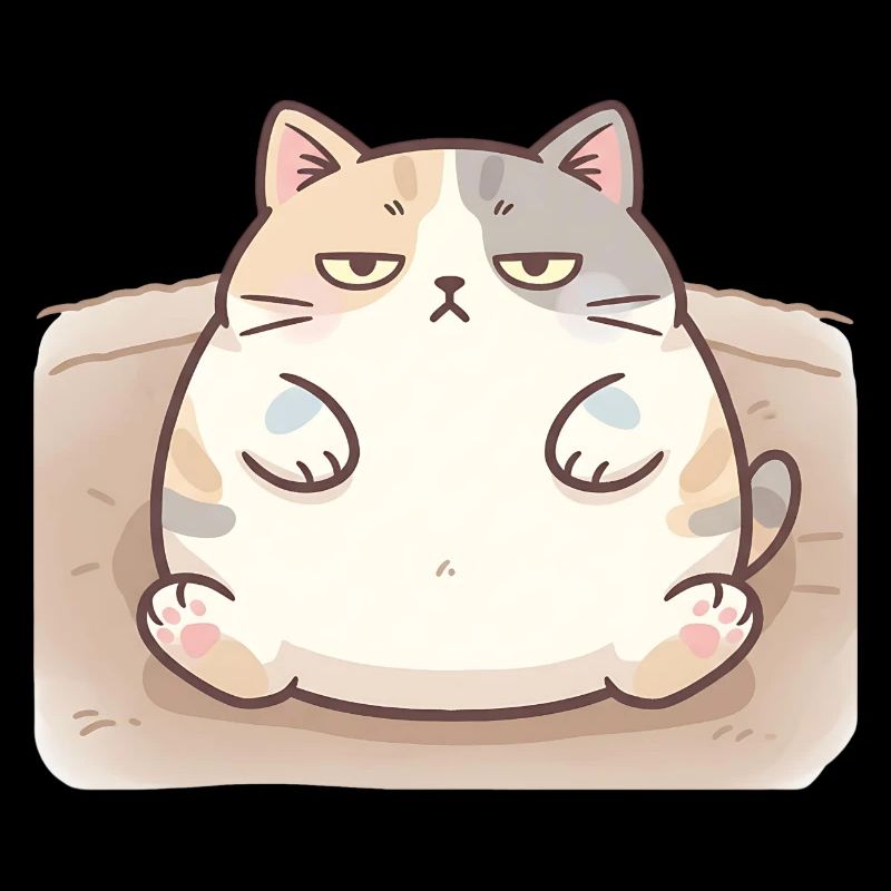 Fluffy fat cat in nursing pose