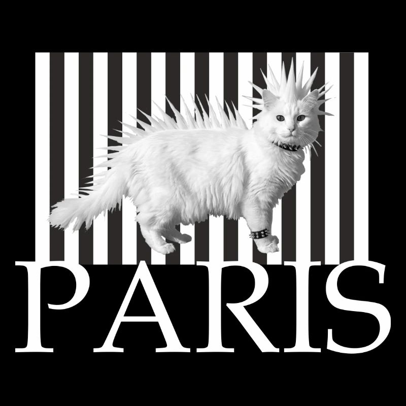 Paris Mohawk Punk Katze im Streifenprint