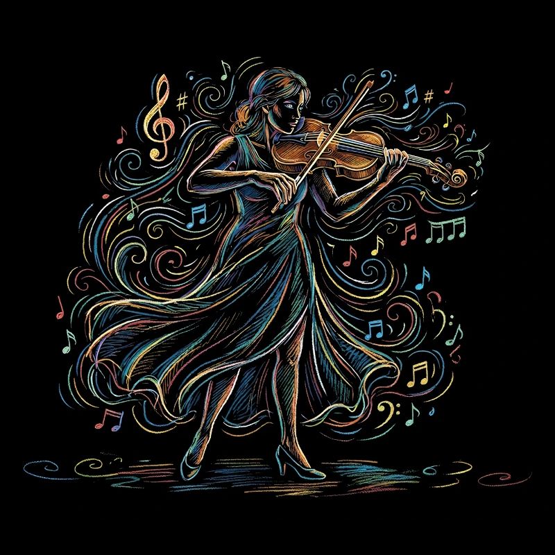 Violoniste jouant du violon Art de dessin