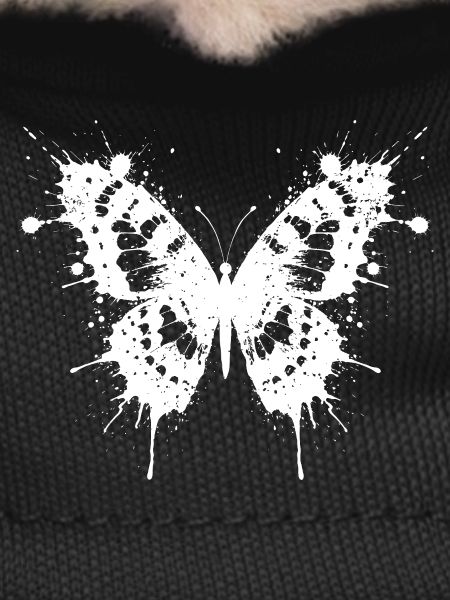 Butterfly in white ink chips