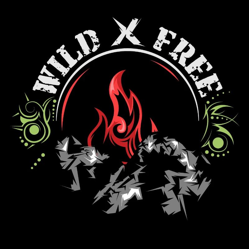 mountain flames symbol Logo wild and free