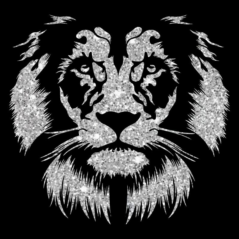 Sparkling lion head with glitter effect