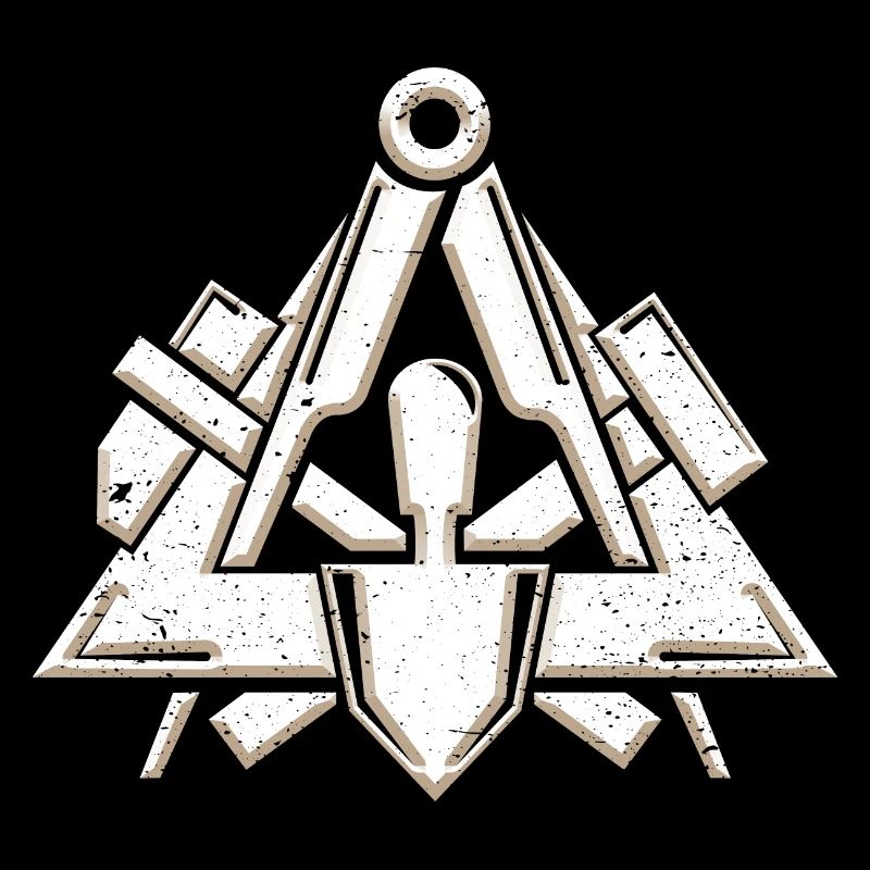 Symbole de la guilde des maçons dans un look grunge 3d cool