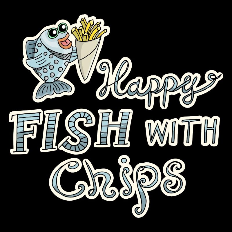 Fisch mit Pommes! Leckeres Essen lustiger Spruch