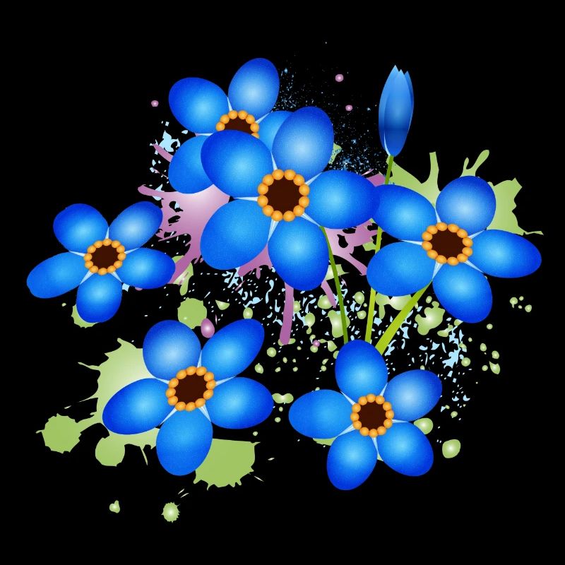 bright blue forget-me-not graffiti