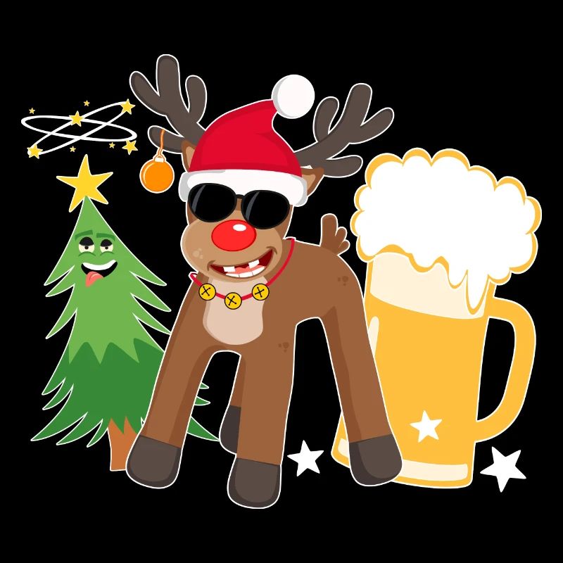 Renne ivre avec bière sapin de Noël Cool